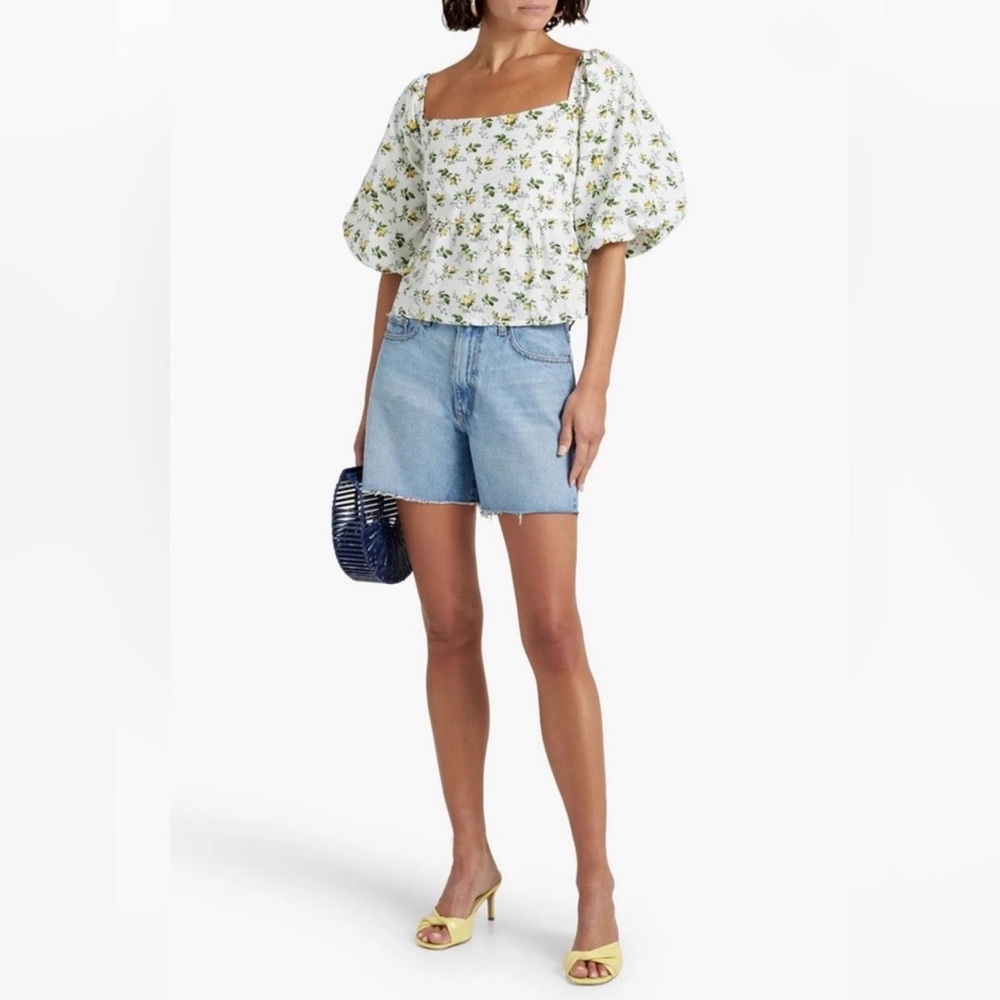 Faithfull The Brand Quincy Top in La Guardia Floral | Size M/ USA 6| Puff Sleeve